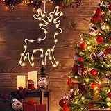 Beleuchtet Rentier Weihnachtsdeko,34 LED Warmweiß Fenster Beleuchtung Lichterketten,Rentier Fenster Lichterkette mit Fernbedienung-8 Modi-für Weihnachten, Neujahr und Geburtstage[Energieklasse F]