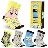 SpongeBob Schwammkopf Socken Herren Teenager Größe 40–45, Weich Lustige Bunte Socken im 5er-Pack, Warme Geschenke für Männer (Mehrfarbig, 40-45 EU)