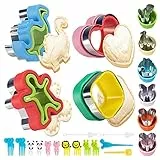 Ausstecher Brot und Gemüse 24 Stück, Ausstechformen Set (Mittel), Brotausstechformen für Kinder mit Komfortgriff und Food Picks Obstgabeln, Edelstahl, Dinosaurier Herz Quadrat Lebkuchenmann