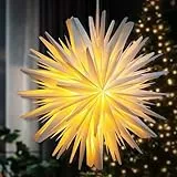 EANLOLY Weihnachtsstern Beleuchtet, Papiersterne Weihnachten, 3D Stern Fenster, Weihnachtsdeko Innen Zum Aufhängen mit 30 LED & Timer Beleuchtung, 45 cm