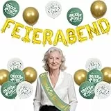Jollyboom Ruhestand Deko, Rente Deko Feierabend Luftballons Girlande Legende I'm Ruhestand Schärpe Salbei Grün Endlich Frei Alles Gute Zum Ballons für Frauen Männer Abschiedsfeier