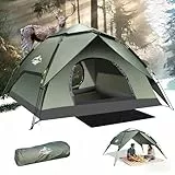 Zelt 2/3 Personen Campingzelt Pop Up - 40s Automatik Schnellaufbau 2/3 Mann Zelte Wasserdicht 3500mm & Winddicht, Doppelwand Kuppelzelt mit Regenschutz, Wurfzelt Zelt für Camping, Wandern & Trekking