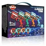VATOS Laser Tag mit 360°Sensoren Set für 4 Spieler, 2,4 GHz Wiederaufladbare Infrarot Laser Tag Pistole mit Echtzeit-Datenanzeige,Familienspiel Spielzeugpistolen Geschenk für Kinder ab 6 Jahren