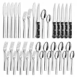 Besteck Set 6 Personen, Hunnycook 36 teilig Essbesteck mit Steakmesser, Besteckset Edelstahl mit Messer Gabel Löffel für Restaurant/Party/Hochzeit, Spülmaschinenfest