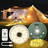 10M Camping Lichterkette Aufrollbar, Vielseitige Tragbare USB Aufladung LED Lichterkette mit 9 Beleuchtungsmodi und Wasserdicht, Outdoor Lichterketten Taschenlampe für Camping, Zelt, Wandern