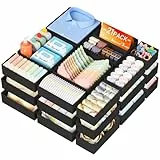 DIMJ Schubladen Ordnungssystem Schubladen Organizer - 21er Set Faltbare Aufbewahrungsbox Stoff, Unterwäsche Organizer Kleiderschrank für Babykleidung, Socken, Schwarz