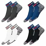 NAVYSPORT Sneaker Socken Herren Damen Baumwolle Kurze Quarter Kurzsocken, 4er Pack, Mehrfarbig, Größe: 43-46