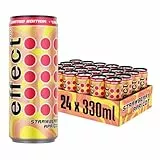 effect Energy Drink STRAWBERRY APRICOT – Tray mit 24 x 330 ml Energy Dosen Einweg, Koffeinhaltiges Erfrischungsgetränk mit B-Vitaminen – süß & fruchtiger Erdbeer-Aprikosen Geschmack, vegan