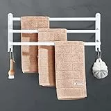 Handtuchhalter Schwarz Ohne Bohren Handtuchstange,Aluminium Selbstklebend Badetuchhalter, Wand 3-Stöckig Handtuchstange mit Haken,Wasserdicht Rust Badetuch Handtuchhalter