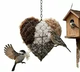 Yizemay Handgefertigtes Vogelnest In Herzform Aus Alpakafaser, Nistmaterial für Wildvögel Vögeln, Nachfüllbares Vogelhaus Nistkasten, Herz Kolibri Nistmaterialhalterung Unterschlupf.