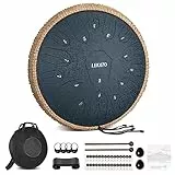 LEKATO 15 Noten 14 Zoll C-Dur Handpan Zungentrommel, Steel Tongue Drum für Heilung Meditation Bildung, Steel Pan Scheibentrommel Schlaginstrument für Einsteiger, Navy Blau