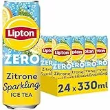 LIPTON ICE TEA Sparkling Lemon Zero, Kohlensäurehaltiger Eistee mit Zitronen Geschmack ohne Zucker, EINWEG Dosen (24 x 0.33 l) (Verpackungsdesign kann abweichen)