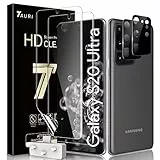 TAURI Schutzfolie Kompatibel Mit Samsung Galaxy S20 Ultra und S20 Ultra 5G 2 Stück TPU Folie und 2 Stück Kamera tempered glass Fingerabdruck-ID Unterstützen Blasenfreie Klar HD Displayschutz