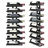 FAVOOSTY Weinregal Wand, Flaschenhalter, Flaschenregal mit 8 Ebenen, Metall Weinregal Hängend Weinflaschenregale Schwarz für Esszimmer, Schlafzimmer, Weinkeller (Schwarz, 1 Set)