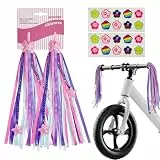 UBRAVE Lenker Quasten für Kinderfahrrad, Bunte Lenkerfransen, Fahrradzubehör für Dekoration Kinder, Inklusive Sicherheitsaufkleber, Easy Attach to Scooter's/Tricycle's/Bike's Handlebars, 1 Paar, Lila