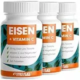Eisentabletten hochdosiert 1095x mit 20 mg Eisen + Vitamin C (20mg) aus Hagebutten - bioverfügbares Eisenbisglycinat + natürliches Vitamin C aus Hagebutten-Extrakt - laborgeprüft mit Zertifikat