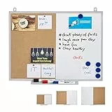 Relaxdays Kombitafel 2 in 1, Kork Pinnwand & Magnettafel, Aluminiumrahmen, Kombiboard mit Ablage, 45 x 60 cm, weiß/Natur
