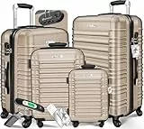 KESSER® 4tlg. Hartschalenkofferset Hartschalenkoffer Reisekoffer Set Reisekofferset Trolley Koffer 4 Rollen ABS-Hartschale Teleskopgriff Inkl. Kofferwaage + Gepäckanhänger Rollkoffer Schloss, S-M-L-XL