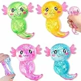 Axolotl Squishy, 4 Stück Glitter Squishy Stressbälle Antistressball Kinder Erwachsene, Anti Stress Bälle Axolotl Squeeze Toy für ADHD Autismus Geburtstag Klassenzimmer Geschenke.