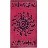 Delindo Lifestyle Frottee Strandtuch Tropical Sun rot, 100% Baumwolle, Strandlaken ist 100x180 cm groß
