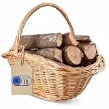 Creative Home Groß Holztrage Rattan Kaminholzkorb Kaminkorb Tragekorb | 60 x 40 x 39 cm | Aufbewahrung Oval Holzkorb Weidenkorb für Kaminholz/Holz | Braun Dick Weide Feuerholzkorb