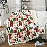 Homewish Weihnachten Flickwerk Decke 130x150 Nette Weihnachtsmann Hirsch Fleece Decke Für Kinder Jungen Mädchen Weihnachten Gree Decke Werfen Weihnachten Kiefer Baum Fuzzy Decke Urlaub Neujahr Dekor