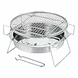 LIANYG Grill Holzkohle Tragbarer Edelstahl BBQ Indoor Grill Folding BBQ Grill Outdoor Family BBQ Grill Barbecue Zubehör für Home Park Usea 463 (Color : Silver)