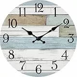 KECYET Wanduhr, batteriebetrieben, 40,6 cm, groß, leise, nicht tickend, Küsten-Design, rustikal, Retro, dekorativ für Badezimmer, Küche, Wohnzimmer, Schlafzimmer