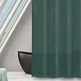 MSV Duschvorhang, Polyester, Romana, 180 x 180 cm, Dunkelgrün, transparent