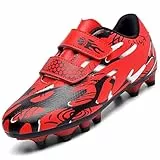 Unitysow Fußballschuhe Jungen Professionelle Fussballschuhe Kinder Athletics Trainingsschuhe Sportschuhe Mädchen Outdoor Spikes Football Schuhe,Rot,Gr.32