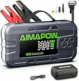 AIMAPOW 8000A Starthilfe Powerbank mit Kompressor 160 PSI, Auto Starthilfe für Benzin & 12L Diesel, Notstart bei leerer Batterie, Schnellstart in 3s, mit 600LUM LED & 4.2'' Display