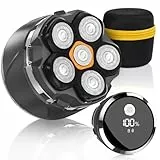 Glatzen Rasierer Herren, 2026 Verbessert IPX8 Wasserdicht 6D Flexibler Glatzenrasierer, Magnetische Schwebender Kopf, Nass und Trocken Glatzen Rasierer mit LED Anzeige, USB-C Kopfrasierer Glatze