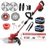 Rasentrimmer mit akku und Unkrautbürste, 21V-4.0Ah akku rasentrimmer, 4-in-1 rasentrimmer elektrisch für Makita Akku, 20000R/min Rasentrimmer, 1-45CM Teleslopstiel,für Rasen Garten Beschneiden
