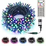 Joomer Bunt Lichterkette Außen, 20M 200 LED Weihnachtsbaum Farbwechsel Lichterketten Strom mit Timer & Fernbedienung, RGB Weihnachtsbeleuchtung Außen für Weihnachtsdeko Innen Hochzeits Party