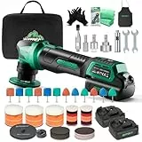 BATOCA S4 Profi Akku Mini Poliermaschine,Rotations&Orbital Polieren,25mm/75mm Rückenplatte,Bürstenloser Motor,Auto Polier Kit für Details,2 12V 2.5Ah Batterien,4 Geschwindigkeiten 2000-5500RPM