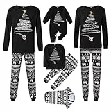 Weihnachts Pyjama Familie Set - Weihnachts Schlafanzug für Herren Damen Kinder Baby Lustig Christmas Pyjama Family Set mit Langen Ärmeln Weihnachtsoutfit Familie Matching Pyjamas