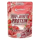 IronMaxx 100% Whey Protein Pulver 500g - Erdbeere | Cremiger Eiweißshake mit BCAAs & EAAs | High Protein, Low Carb & zuckerarm | Ideal für Muskelaufbau & Fitness