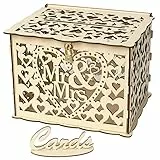 TOPCHANCES DIY Hochzeitskartenbox Rustikale Holzkartenbox mit Schloss und Kartenschild, Geschenkkarte Hochzeit Spardose Etui Perfekt für Hochzeiten Dekoration (Mr&Mrs, Small)