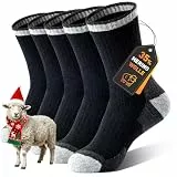 SIMIYA Merino Wandersocken für Herren, 5 Paar Wollsocken, thermosocken Dicke Atmungsaktiv Wintersocken für Trekking（5 Paar-schwarz，43-46）
