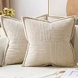 MIULEE 2er Set Kordsamt Kissenbezüge Samtkissen Weich Dekokissen Dekorativ Kissenbezug Modern Kissenhülle Sofakissen Zierkissen Couchkissen für Wohnzimmer Schlafzimmer Creme 40x40 cm