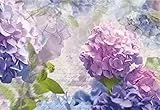 Komar OTSKSA Tapete, Wand, Dekoration, Wandbelag, Wandbild, Wanddeko, Hortensieen, Schriftzug im Hintergrund, Blüten | 8-705 Papier Fototapete, Lila, 368 x 254 cm, 8 Teile