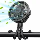 GUSGU Kinderwagen-Ventilator Clip on für Baby, Flexibler Tripod & Akkubetriebener Lüfter, Tragbarer Handheld-Lüfter für Schlafzimmer, Autositz, Reise, Camping - Schwarz