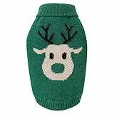 Petyoung Hund Cartoon Rentier Pullover Haustier Winter Warme Strickkleidung Weihnachtsmantel für Kleine Mittlere Hundekatze