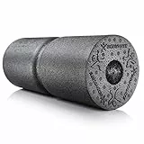 BODYMATE Faszienrolle CARE Mittel-Hart mit umlaufender Rille zu Wirbelsäulen-Entlastung mit E-Book - Schwarz 35x14cm