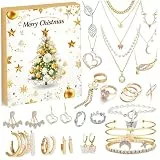 Schmuck Adventskalender 2024 24 -Tage -Adventskalender für Gold- und Silberschmuck umfassen Ohrringe, Halsketten und mehr Weihnachts -Countdown für Kinder, Erwachsene |.Kalender