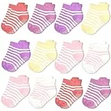 HYCLES Baby Anti-Rutsch-Griff Socken - Kleinkind Greifer für Säugling Neugeborenen - Baumwolle Knöchel für Mädchen Jungen - 12 Paare 6-12 Monate
