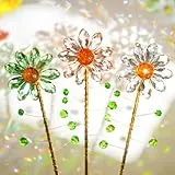 nuyikaso 3 Stück Sonnenfänger Kristall Blume Perlen Fenster Regenbogen Kristalle Deko Fensterdeko für Topfpflanzen Zuhause Gartendeko Grün Rosa Transparent