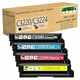 K-ZIN C3220 C3224 Tonerkartusche (mit Chip) Kompatibel mit Lexmark C3220K0 C3220C0 C3220M0 C3220Y0 Toner Geeignet für C3224 MC3426 MC3326 C3326 C3426 MC3224 Drucker (BCYM, 4er-Pack, 2000 Seiten)