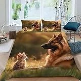 SK-YBB Tier Bettwäsche 135x200 Bettwäsche-Sets 3D Druck Hund Kinder Bettbezug 135x200 mit 2 Kissenbezüge 80 * 80 Reißverschluss