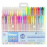 Gurkkst 48 Stück Gelschreiber Gelstifte Set Gel-Stifte für Erwachsene und Schüler Malbücher, Zeichnen und Schreiben(12 Metallic + 12 Glitzer + 12 Neon + 12 WaterChalk)